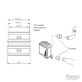 <p>An alloy male to male bayonet style 65mm coupler with inline bayonet nipples.</p>