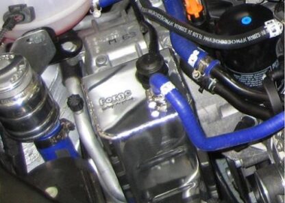 <p>This cover fits snugly over the plastic charcoal canister at the front left of the engine bay