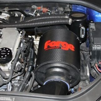 <p>This induction kit is for the 3.2 Audi A3. The filter is a non-oiled cotton gauze high flow cone filter housed in a carbon fiber composite enclosed canister that connects directly to the an intake pickup at the front of the vehicle with an application specific inlet scoop. (Replacement filters for this intake can be found <a href="https://www.forgemotorsport.co.uk/search?q=FMPK383" target="_blank">here</a>).</p>