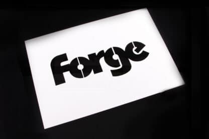 This plastic sheet stencil can be used to spray or paint on the Forge logo onto an intercooler and more!