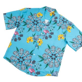 <p>It’s not every day you see a flower made from BOV's!  This vivid Forge blue Hawaiian shirt is a serious crowd pleaser