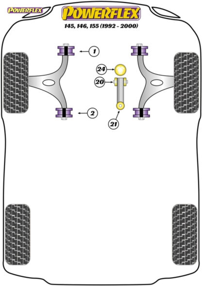 Powerflex Front Lower Wishbone Front Bushes - Delta Gen 1&2 (1983-2000)