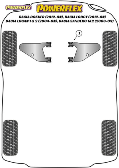 Powerflex Front Lower Wishbone Bushes  - Sandero I & II inc Stepway (2008 - ON) - PFF13-101