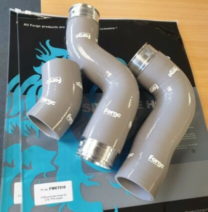 <p>This kit comprises of three silicone hoses complete with CNC alloy couplers and the highest quality stainless clamps. These hoses will withstand greater temperatures and pressures compared with the OEM hoses and they look fantastic. The hoses replace the two intercooler hoses and also the throttle body hose.</p>