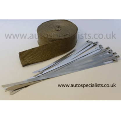 Titanium Exhaust wrap 2" wide &amp; length 50ft comes with 20 assorted size stainless zip ties.
