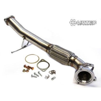 Made to a high quality standard and all tubing is finished in brushed stainless steel.Designed and finished in the UK*This is a universal fitting product proven to give significant power gains as well as increased pops and bangs due to an improved flow of exhaust gases.*We recommend this to be used with Stage 2 (ECU Software) but can be used with a standard carManufactured from T304 grade stainless steel tube.Formed using the finest mandrel bending machines.AIRTEC Motorsport Downpipe includes:DownpipeGasketsBoltsPlease note: De-cats are sold for motorsport and off road use only and will not pass a UK MOT test or police road side checks.AIRTEC part no: ATEXHFO3