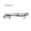 By removing the original restrictive catalytic converter located within the factory OEM downpipe