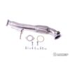 The AIRTEC Motorsport 3.5" downpipe reduces down to a 3" flange to fit the stock cat / aftermarket de-cat or sports cat.Can be easily cut and modified to fit a larger flange.Made to a high quality standard and all tubing is finished in brushed stainless steel.Designed and finished in the UK*This is a universal fitting product proven to give significant power gains as well as increased pops and bangs due to an improved flow of exhaust gases.*We recommend this to be used with Stage 2 (ECU Software) but can be used with a standard car.Supplied with all relevant gaskets and fixings.Comes with downpipe locking bolts.Manufactured from T304 grade stainless steel tube.Formed using the finest mandrel bending machines.Please note: De-cats are sold for motorsport and off road use only and will not pass a UK MOT test or police road side checks.AIRTEC part number: ATEXHFO9