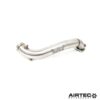 By removing the original restrictive catalytic converter located within the factory OEM downpipe
