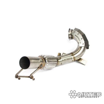 By removing the original restrictive catalytic converter located within the factory OEM downpipe