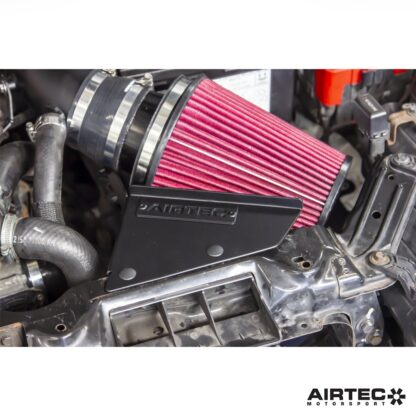 performance and sound.The huge filter is protected from warm air within the engine bay by a laser cut heat shield and the replacement intake pipe that comes as part of the kit has been increased in size to improve internal capacity. Made from aluminium