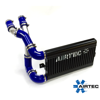 runs top to bottom of the end tanks this gives the single pass design intercooler the shortest route for the charged air to pass though