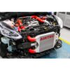 runs left to right of the end tanks this gives the single pass design intercooler the shortest route for the charged air to pass though