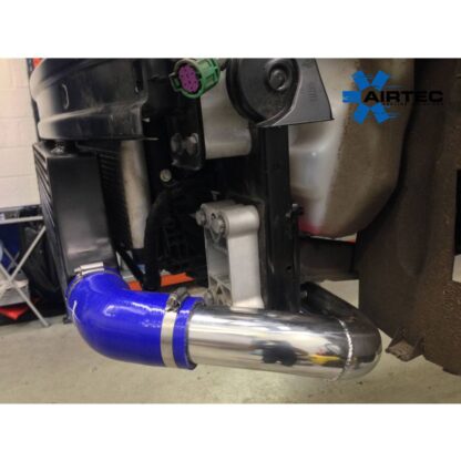 with an AIRTEC design high flow 60mm core intercooler and a shorter alloy boost pipe kit. We keep fast turbo spool up by using 50mm pipework from turbo to intercooler and 60mm out of the intercooler to help match the throttle body