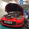 AIRTEC huge front mount intercooler for the Mazda 3 MPS Mk1.A much needed upgrade for your re-mapped Mazda MPS.70mm core with flowed cast end tanksHigh quality silicone hoses supplied with stainless jubilee clipsRetains original crash bar and fog lightsNo cutting to bumper neededFitting instructions supplied along with all required fittingsProven power increaseAvailable in pro series black or natural silverAIRTEC 3 year unlimited mileage warantyFitting takes approximately 2-3 hoursTest results taken on the AIRTEC demo carStandard top mount intercooler:Run 1In - 160.5 degreesOut - 70.7 degreesRun 2In - 160.6 degreesOut - 70.4 degreesRun 3In - 162.1 degreesOut - 73.9 degreesAIRTEC Stage 3 intercoolerRun 1In - 123.7 degreesOut - 23.8 degreesRun 2In - 119.2 degreesOut - 22.6 degreesRun 3In - 120.1 degreesOut - 22.8 degrees Approximate Dimensions:Width - 740mm (not including pipes)Height - 170mmDepth - 70mmNOW AVAILABLE IN PRO-SERIES BLACK ONLY!Registered Design Right number: 6023247AIRTEC part number: ATINTMAZ01Â