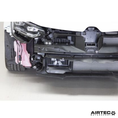 so our solution to increasing the size and performance within the confines of the limited space is based upon a stepped core design. This allowed an impressive 42% increase in overall capacity in comparison to the original intercooler
