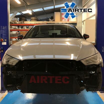 power and performance for track or fast road use.The finished design features an enlarged inlet and outlet that flow freely through custom end tanks into a 100mm core that makes full use of the vehicle’s entire front grille area while still retaining the towing eye feature.It therefore offers a huge increase in surface area and volume over standard