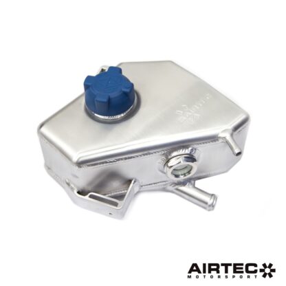 the AIRTEC Motorsport header tank is made from lightweight aluminium and comes in a high quality powder coated black finish. It also features a sight glass to view the coolant level and comes with an uprated high pressure cap.The tank uses original fixing points