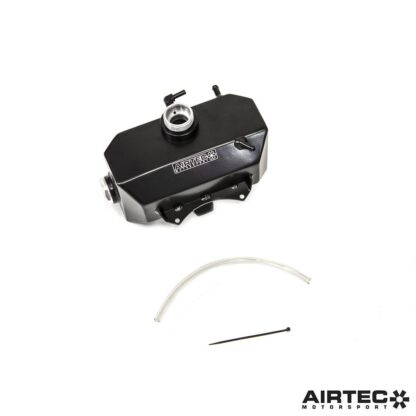 the AIRTEC Motorsport header tank is made from lightweight aluminium and comes in high quality powder coated black finish. It also features a sight glass to view the coolant level and comes with an uprated high pressure cap.The tank uses original fixing points