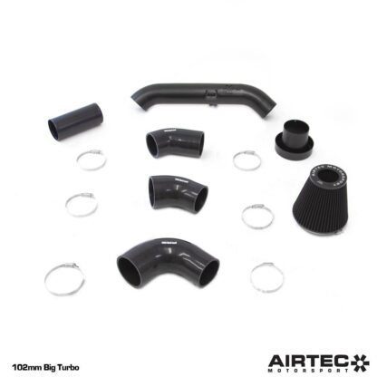 offering a 29% increase in diameter and capacity. This increases to 100mm diameter to suit aftermarket big turbo inlets.Made from high quality aluminium for an improved look and feel