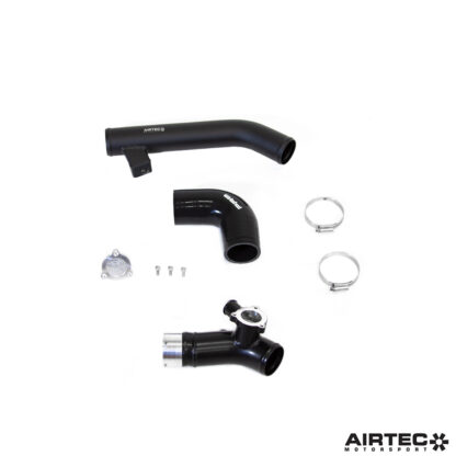 AIRTEC Motorsport are proud to launch our enlarged hot side suitable for track or fast road use.A direct replacement part that gives increases in response and sound by eliminating the internal sound suppressors built into the original boost pipe from the turbo. Ford fit these suppressors to reduce noise and resonation but by replacing the pipe for one without the baffled internals