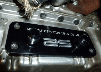 this solid billet alloy plate (base over 10mm thick) gives you flexibility in choosing your own oil cooler and position its going to be fitted.Fitting is  easy