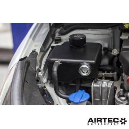 the AIRTEC Motorsport header tank is made from lightweight aluminium and comes in a natural silver or high quality powder coated black finish. It also  features a sight glass to view the coolant level and comes with an uprated high pressure cap.The tank uses original fixing points