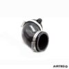 the enlarged turbo inlet elbow features a freer-flowing design with an increased internal diameter.How it worksThe original elbow gradually tapers down from the 63mm induction pipe to just 48.5mm as it enters the turbo