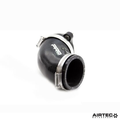 the enlarged turbo inlet elbow features a freer-flowing design with an increased internal diameter.How it worksThe original elbow gradually tapers down from the 63mm induction pipe to just 48.5mm as it enters the turbo
