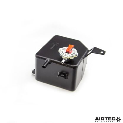 the AIRTEC Motorsport header tank is made from lightweight aluminium and comes in a high quality powder coated black finish. It also features a sight glass to view the coolant level and comes with an uprated high pressure cap.The tank uses original fixing points