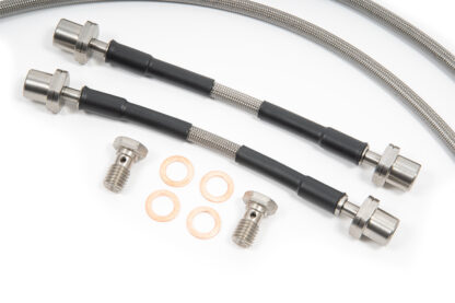 Stainless steel brake lines will not expand under load unlike OEM rubber hoses</li>