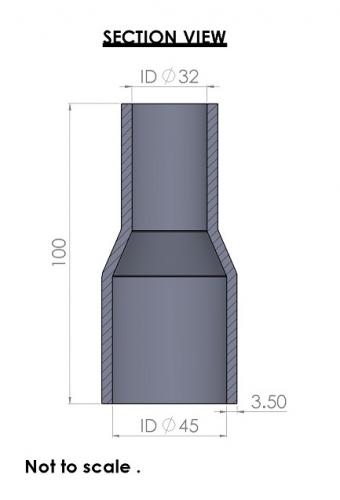 <p><u><strong>45-32mm Straight Reducer Silicone Hose</strong></u></p>