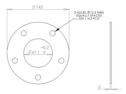 &lt;p&gt;These wheel spacers are available in &lt;strong&gt;3mm thickness with&nbsp;a 67.1mm bore and 5 x 114.3mm PCD stud bolt pattern.&lt;/strong&gt; The Forge spacers can give a maximum of 6mm increase in track width.&lt;/p&gt;