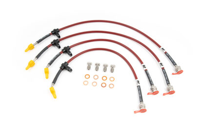 <p>Each brake line is hand built in house at our workshops in Gloucester (UK) using only the best available 95PVC coated Stainless steel braided PTFE hoses and machined Stainless Steel end fittings resulting in a brake hose that will perform under the most extreme and harsh conditions