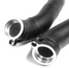 which have been known to fail with cracks forming along the plastic welded section between the main tube and plastic coupler. Manufactured in 60mm diameter Aluminium tube with CNC machined couplers. To ensure an OEM quality fit both hardpipes have been carefully contoured to fit in the restricted space between the engine and chassis. No further modifications are necessary to the bodywork or pipework.</p>