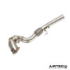 restrictive catalytic converter located within the factory OEM downpipe and replacing it with a larger diameter pipe with a 200 cell free-flowing sports cat
