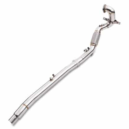 3″ bore narrowing to 2.5″ at the outlet to fit the OEM exhaust system