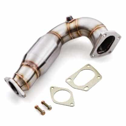 Gravity Performance sports cats instantly increase power by allowing exhaust gasses to exit the vehicle quicker. Our sports cats are designed to be direct replacements for the OEM catalytic converter