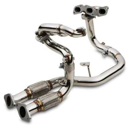 Free flowing manifolds and downpipes replacing the old cast system and restrictive catalytic converter