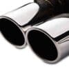 Twin polished tailpipes designed to fit the OEM rear valance