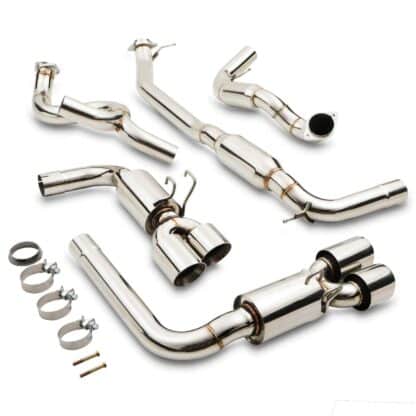 3″ bore throughout with quad 4″ polished tailpipes
