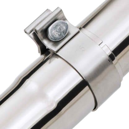 A fully polished stainless steel system with stylish carbon fibre Exhaust Tips