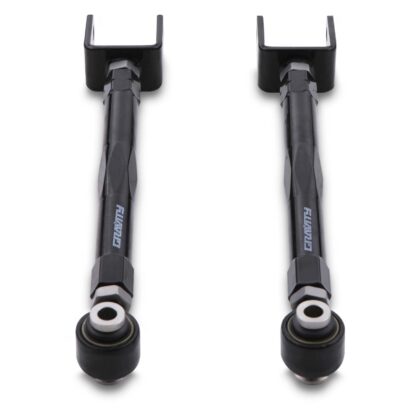 Spherical bearing mounted inner pivot points rather than bushes to reduce static friction and improve suspension performance