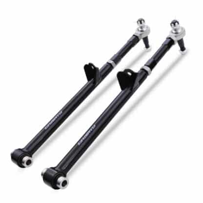 Bearing mounted inner pivot points rather than bushes to reduce static friction and improve suspension performance