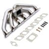 Free flowing tubular branch manifold to fit a T3 turbo flange