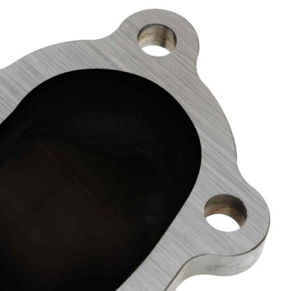 By using a smoother flowing design it allows exhaust gasses to exit the turbo faster