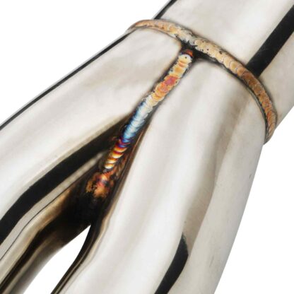 Allows exhaust gasses out smoothly and efficiently into the OEM or most aftermarket exhaust systems