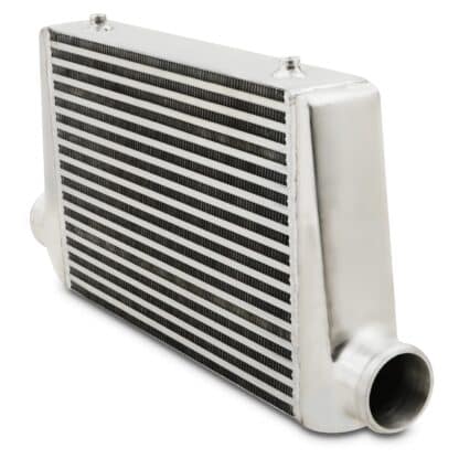 Hand welded intercooler with polished finish side tanks