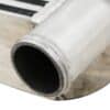 Tube and fin design for good heat transfer properties with low weight and low pressure drop across its core.