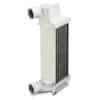 Tube and fin design for good heat transfer properties with low weight and low pressure drop across its core.